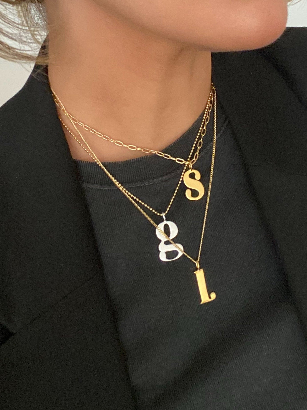 INITIAL SILVER - Link chain 20"