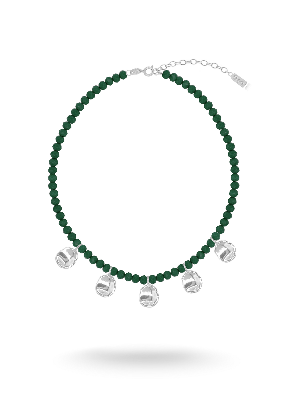 PETAL EMERALD Silver Necklace